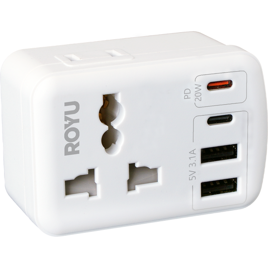 ROYU International + Flat Adapter w/ USB (2A+1C & 1 Fast C)
