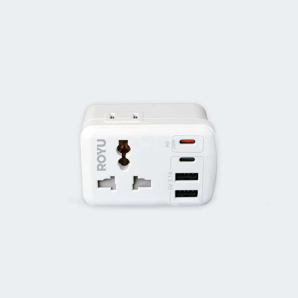 ROYU International + Flat Adapter w/ USB (2A+1C & 1 Fast C)