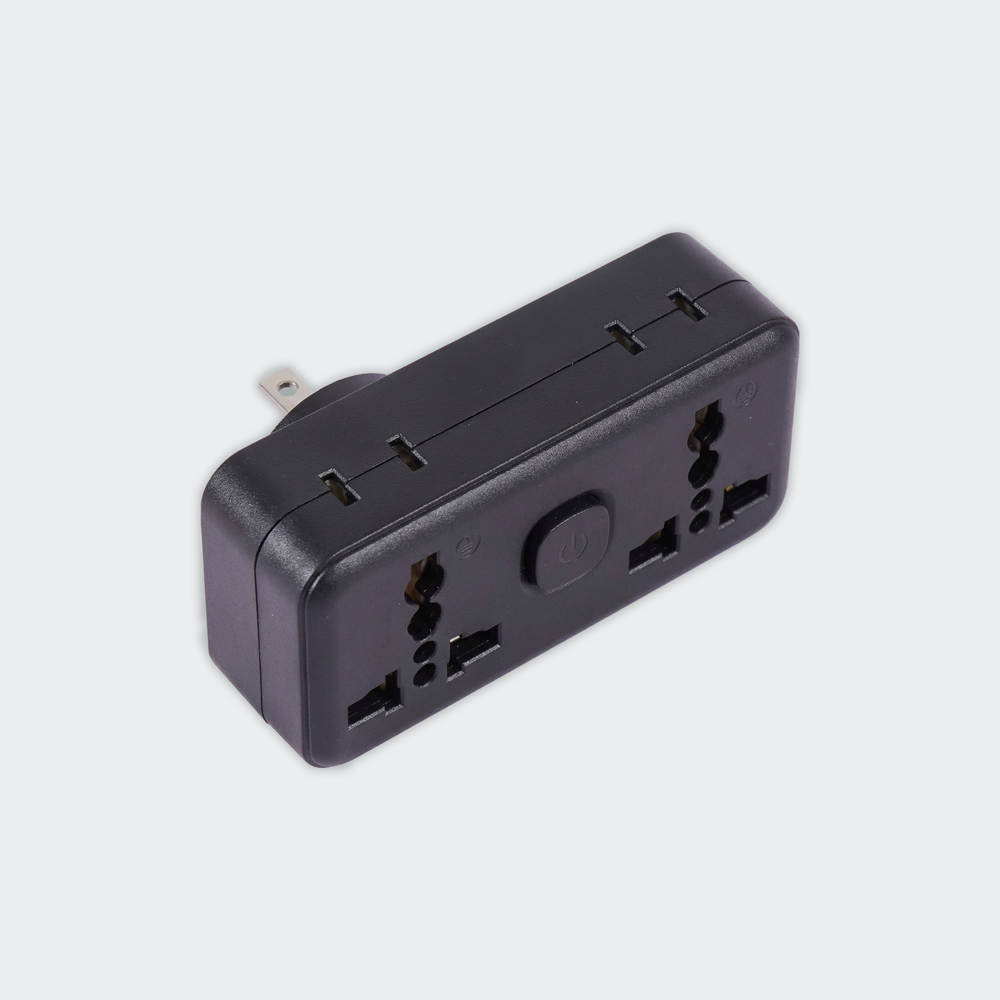 ROYU Universal Adapter (2 International + 2 Flat Pin Outlets) with Push Button Switch