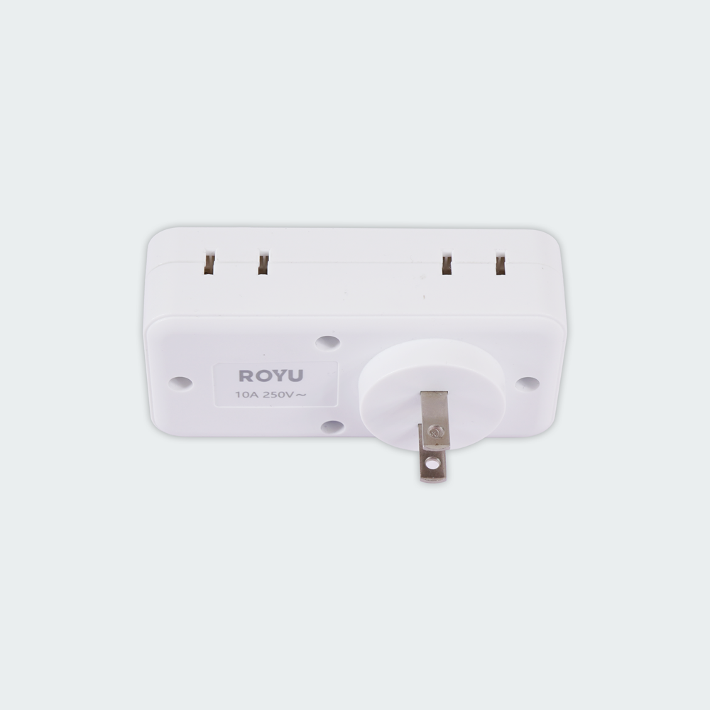 ROYU Universal Adapter (2 International + 2 Flat Pin Outlets) with Push Button Switch
