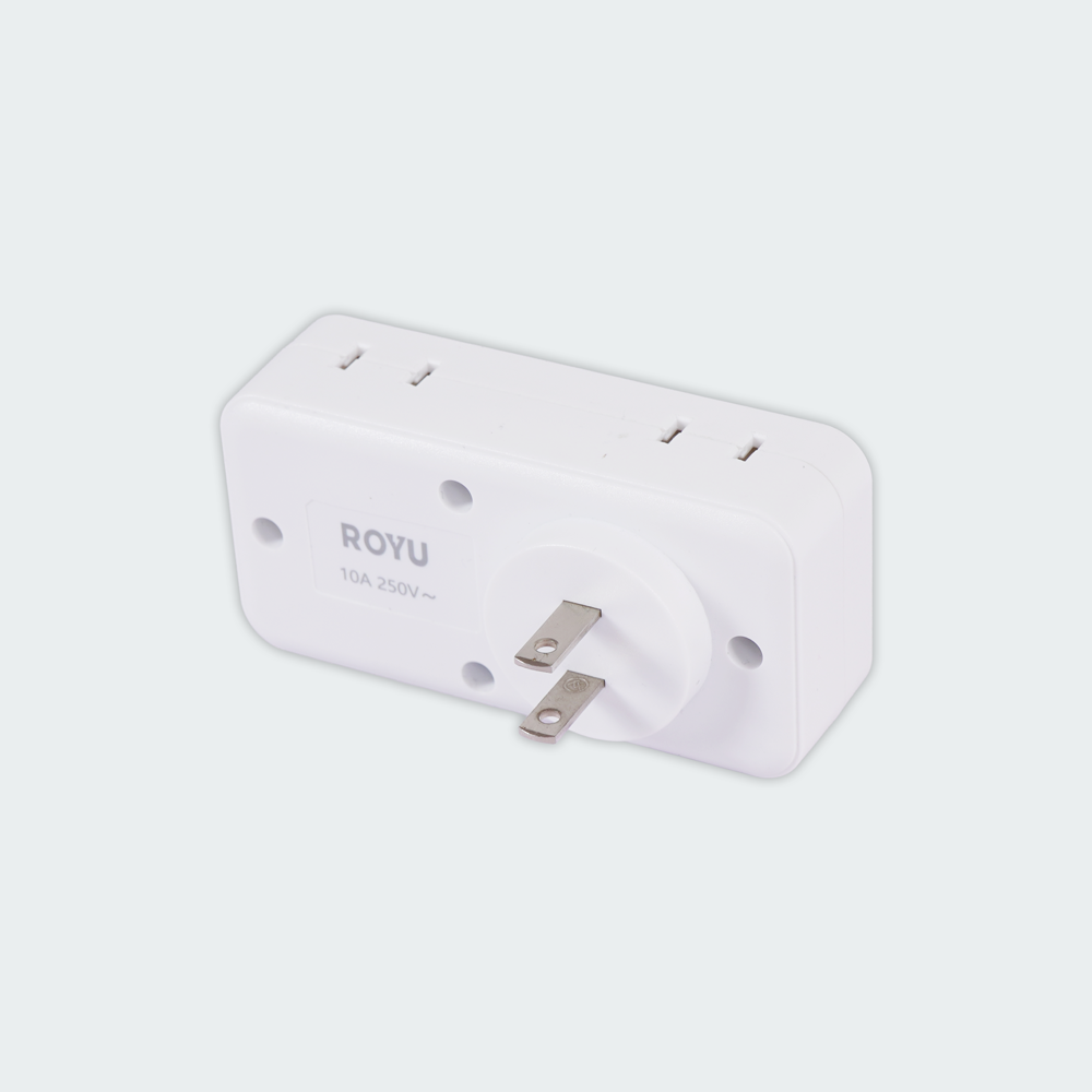 ROYU Universal Adapter (2 International + 2 Flat Pin Outlets) with Push Button Switch