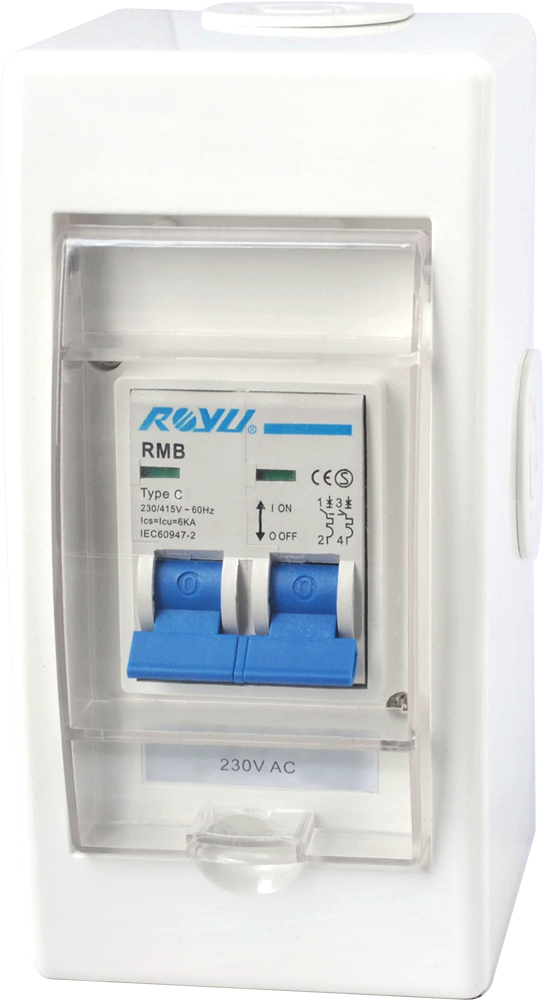 ROYU Mini Safety Breaker 16A with Cover and Outlet