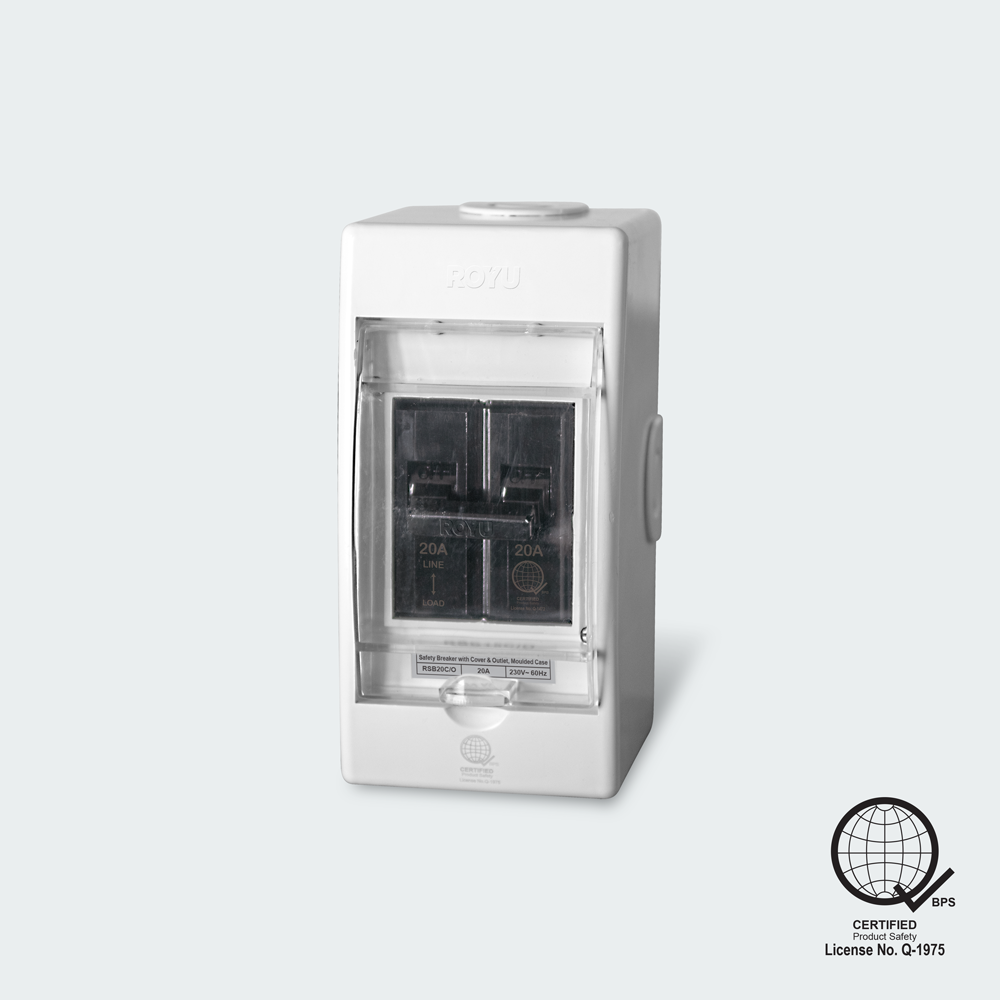 ROYU Safety Breaker 20A with Cover and Outlet Moulded Case