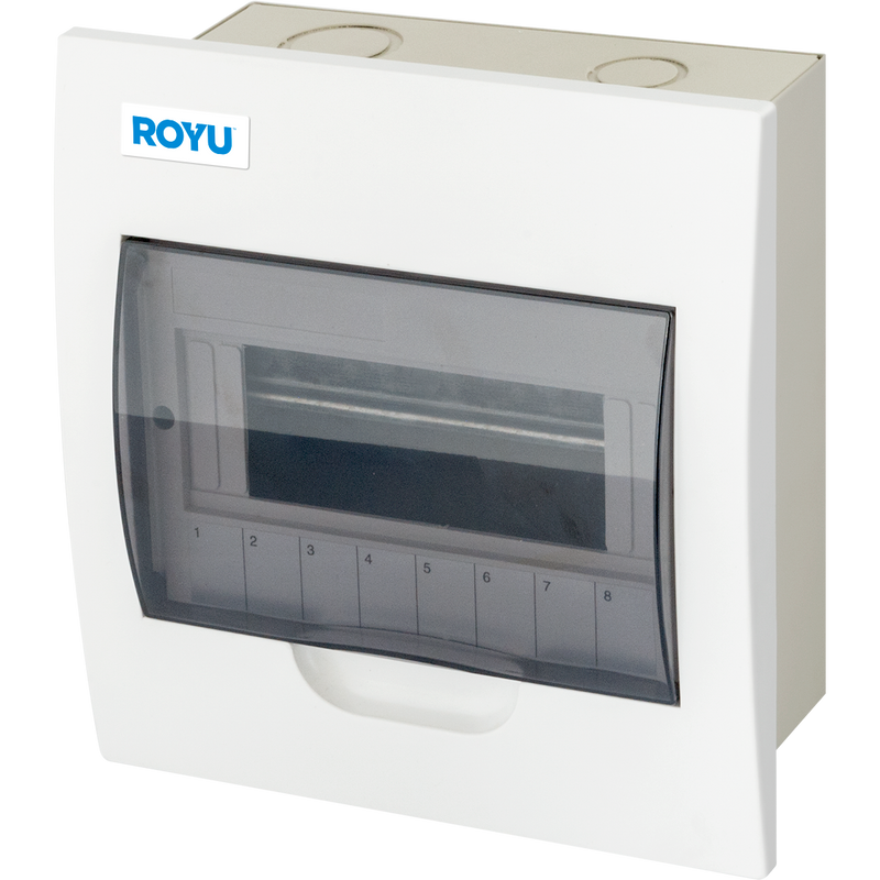 ROYU Metal Panel Box with Polycarbonate Cover - 8 Branches