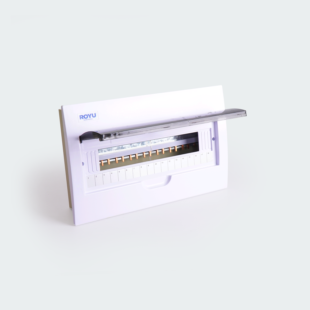ROYU Metal Panel Box with Ploycarbonate Cover - 18 Branches