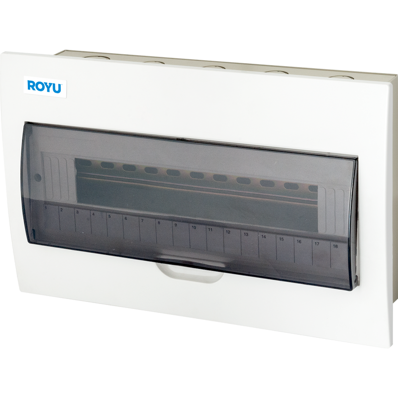 ROYU Metal Panel Box with Ploycarbonate Cover - 18 Branches
