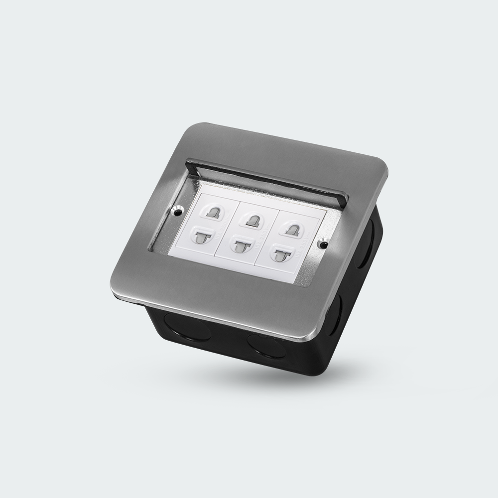ROYU Floor Receptacle with 3 Gang Universal Outlet - Titanium