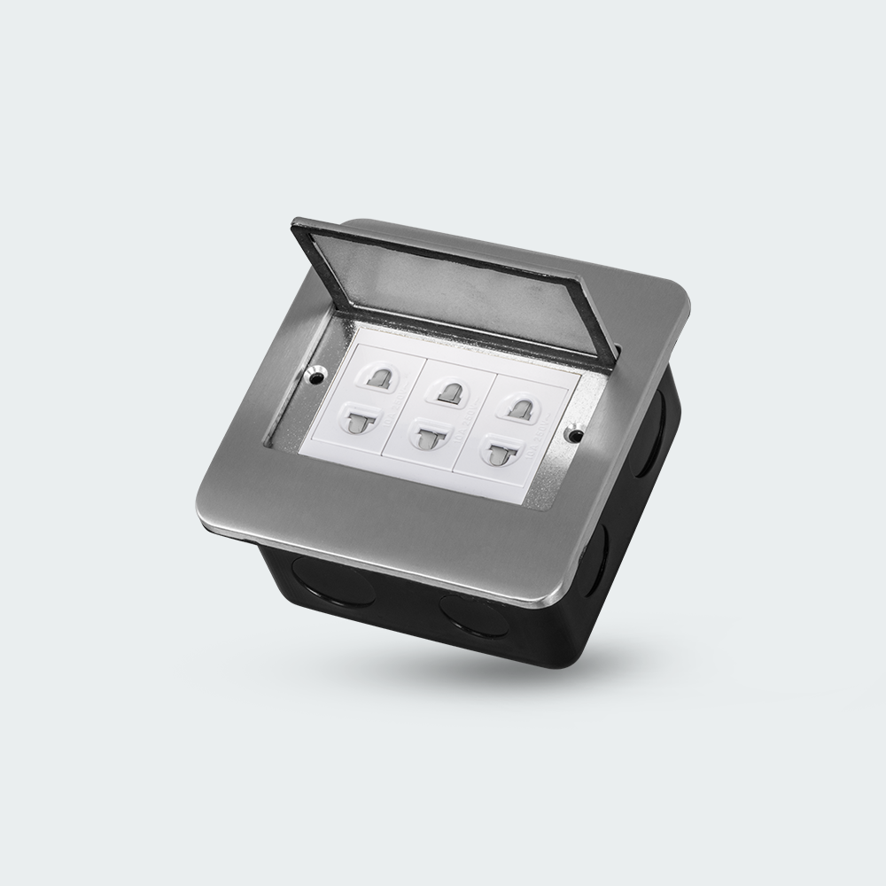 ROYU Floor Receptacle with 3 Gang Universal Outlet - Titanium