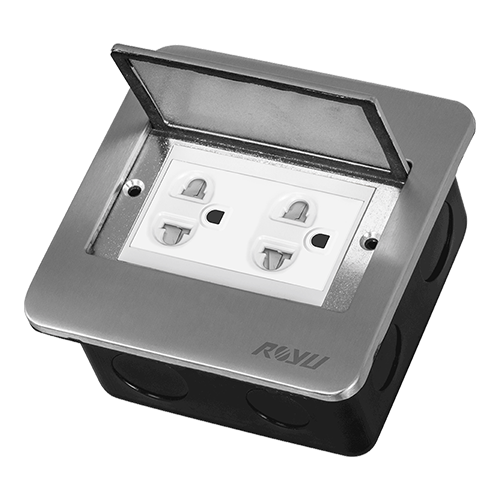 ROYU Floor Receptacle with Duplex Universal Outlet with Gound and Shutter - Titanium