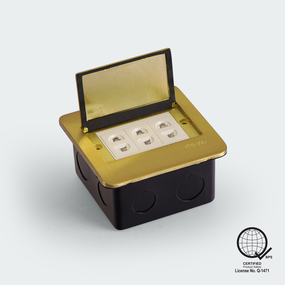 ROYU, Floor, Receptacle,  3, Gang, Universal, Outlet,  Bronze