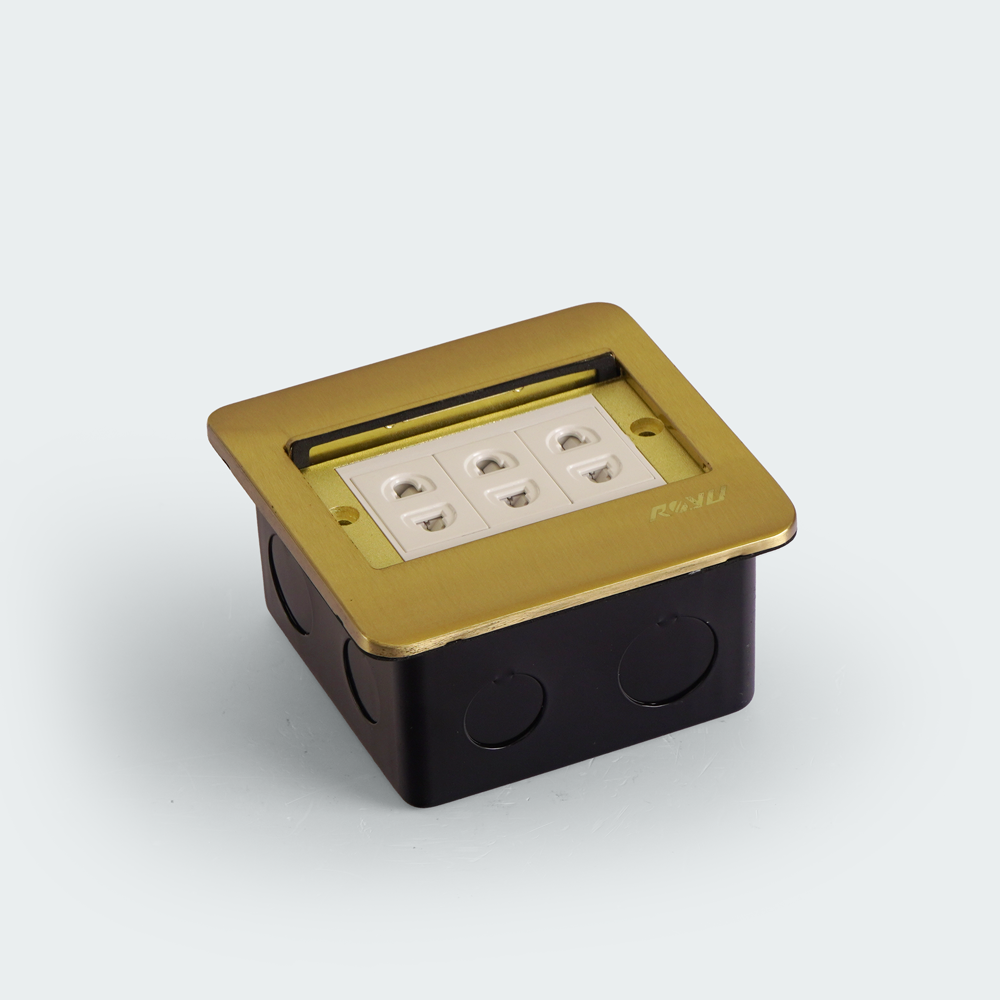 ROYU Floor Receptacle with 3 Gang Universal Outlet - Bronze