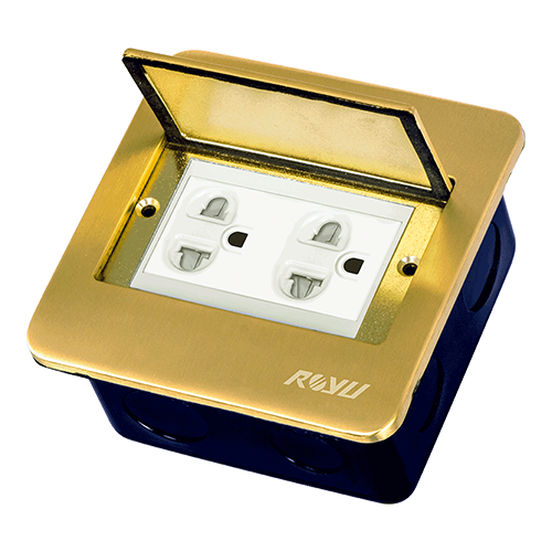 ROYU Floor Receptacle with Duplex Universal Outlet with Gound and Shutter - Bronze
