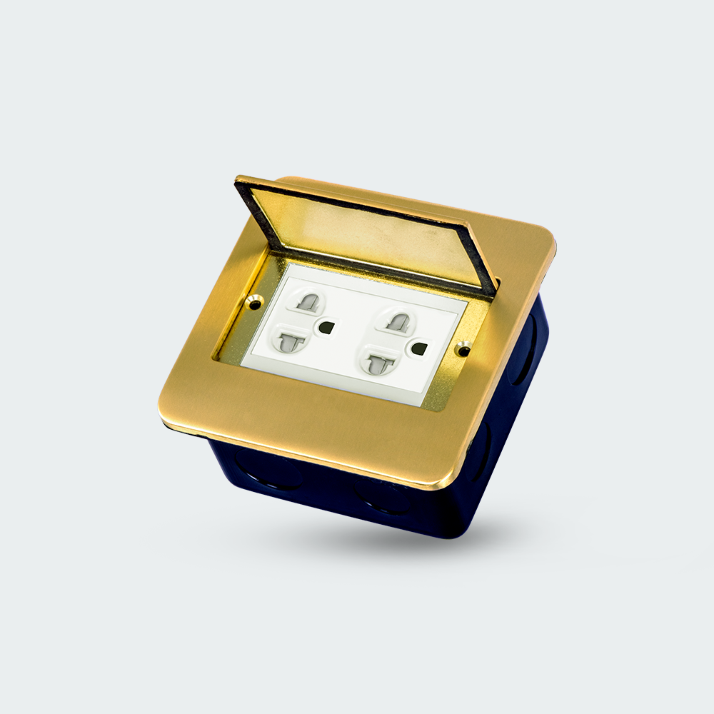 ROYU Floor Receptacle with Duplex Universal Outlet with Gound and Shutter - Bronze