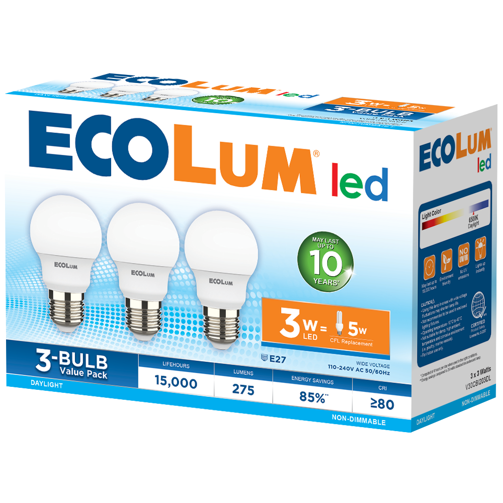 Ecolum 3-LED Bulb Value Pack