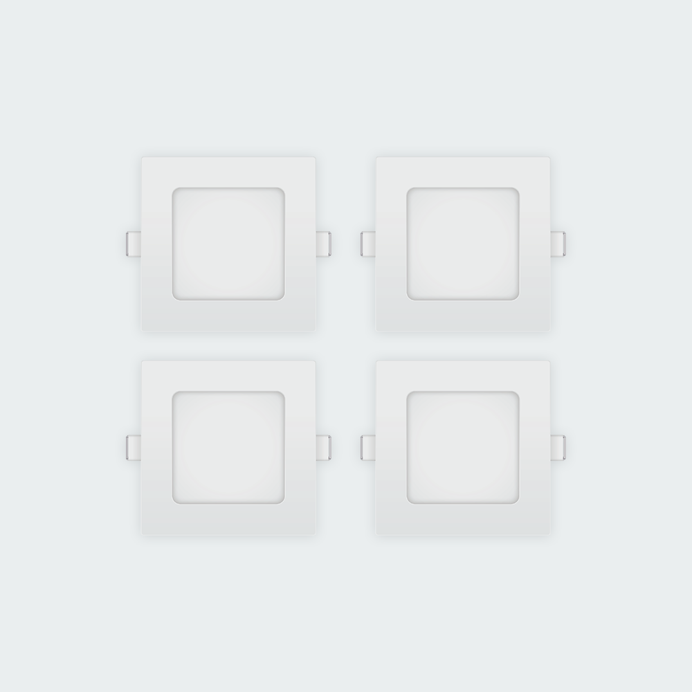 Firefly Basic Series 4-LED Square Recessed Slim Downlight Value Pack