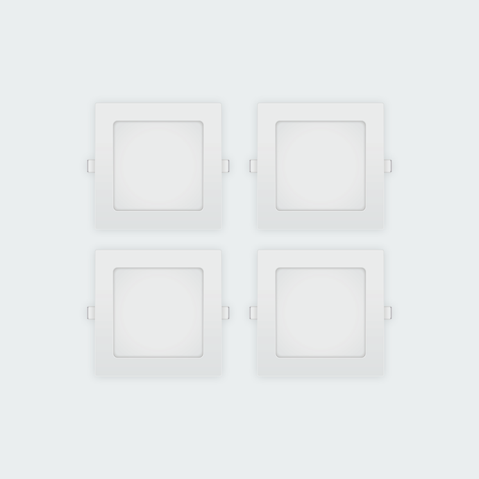 Firefly Basic Series 4-LED Square Recessed Slim Downlight Value Pack ...