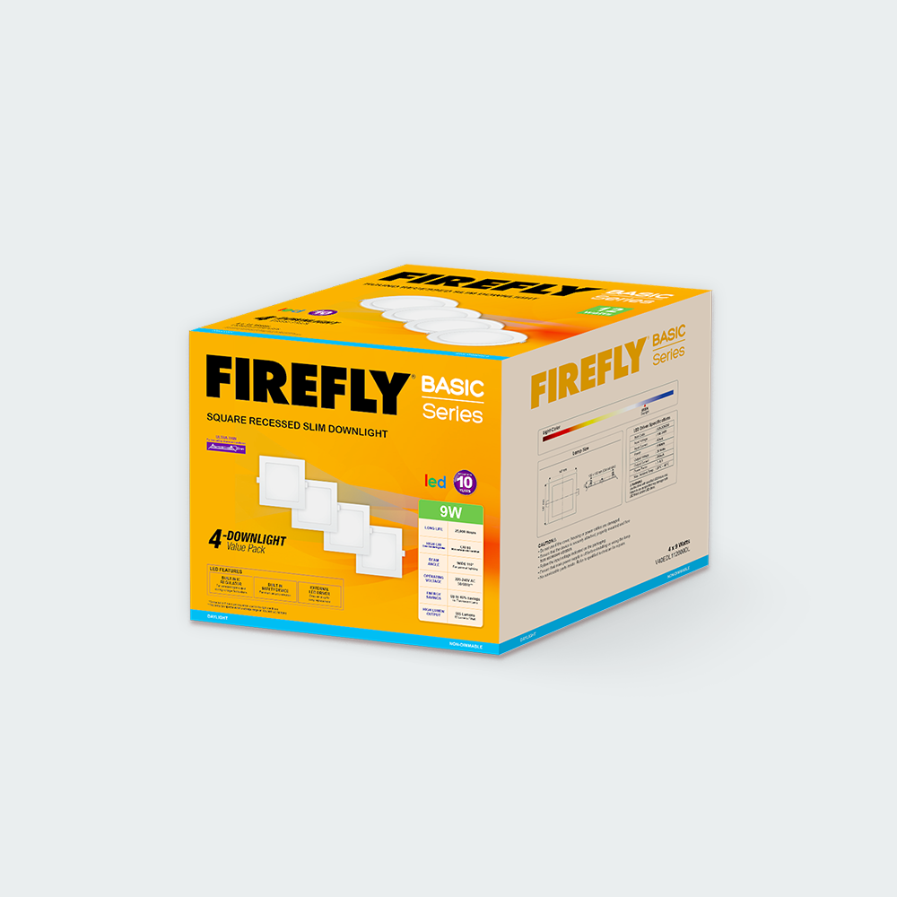 Firefly Basic Series 4-LED Square Recessed Slim Downlight Value Pack