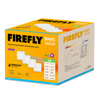 Firefly Basic Series 4-LED Square Recessed Slim Downlight Value Pack