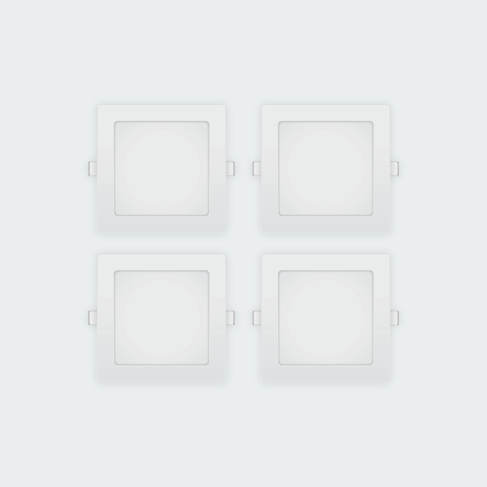 Firefly Basic Series 4-LED Square Recessed Slim Downlight Value Pack