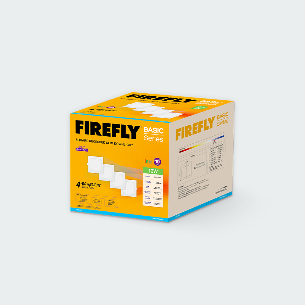 Firefly Basic Series 4-LED Square Recessed Slim Downlight Value Pack