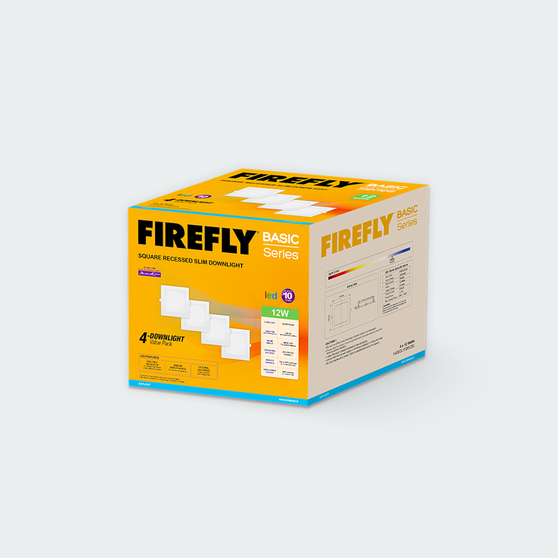 Firefly Basic Series 4-LED Square Recessed Slim Downlight Value Pack ...