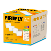 Firefly Basic Series 4-LED Square Surface Slim Downlight Value Pack