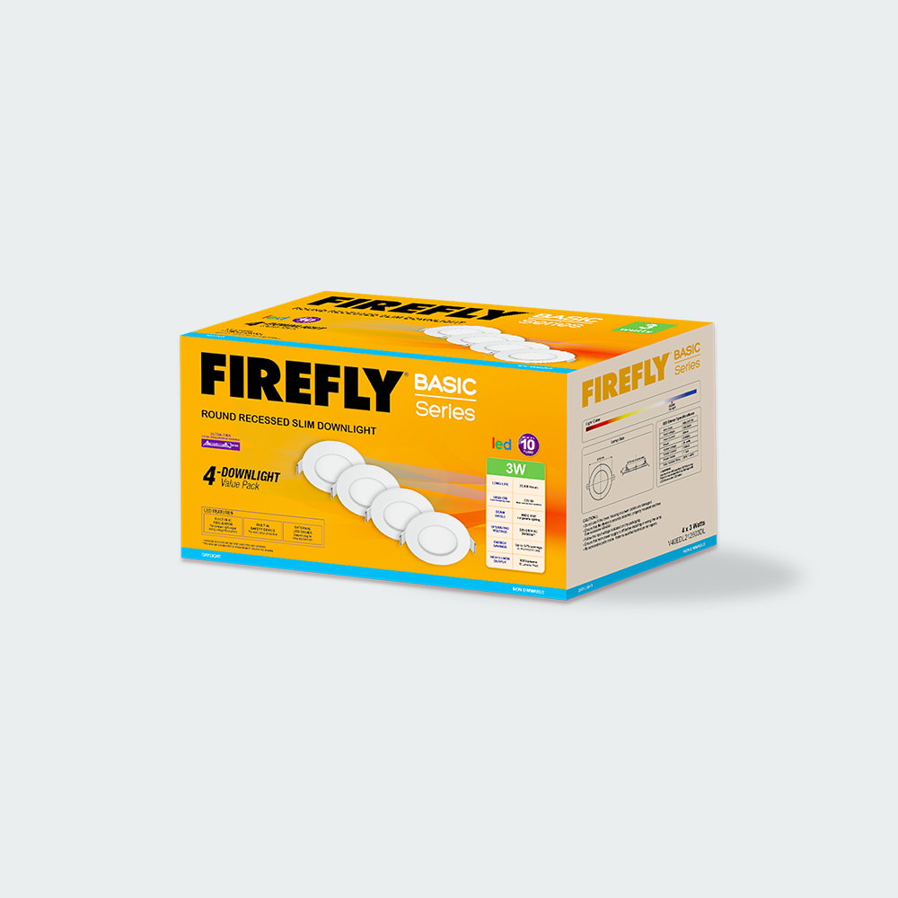 Firefly Basic Series 4-LED Round Recessed Slim Downlight Value Pack ...