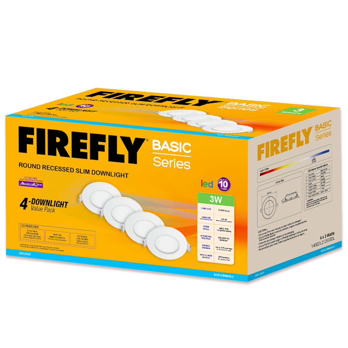 Firefly Basic Series 4-LED Round Recessed Slim Downlight Value Pack