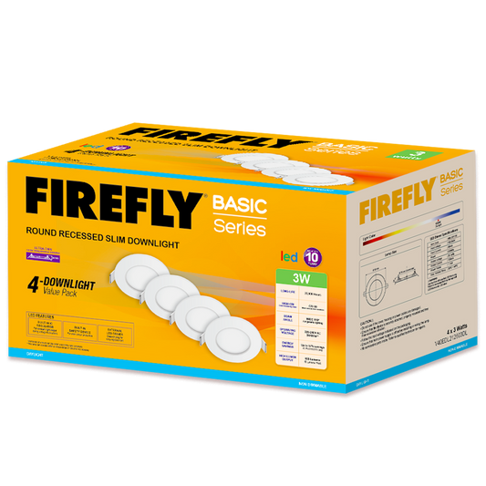 Firefly Basic Series 4-LED Round Recessed Slim Downlight Value Pack