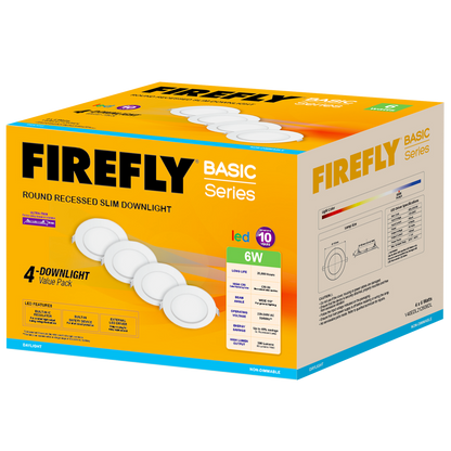 Firefly Basic Series 4-LED Round Recessed Slim Downlight Value Pack