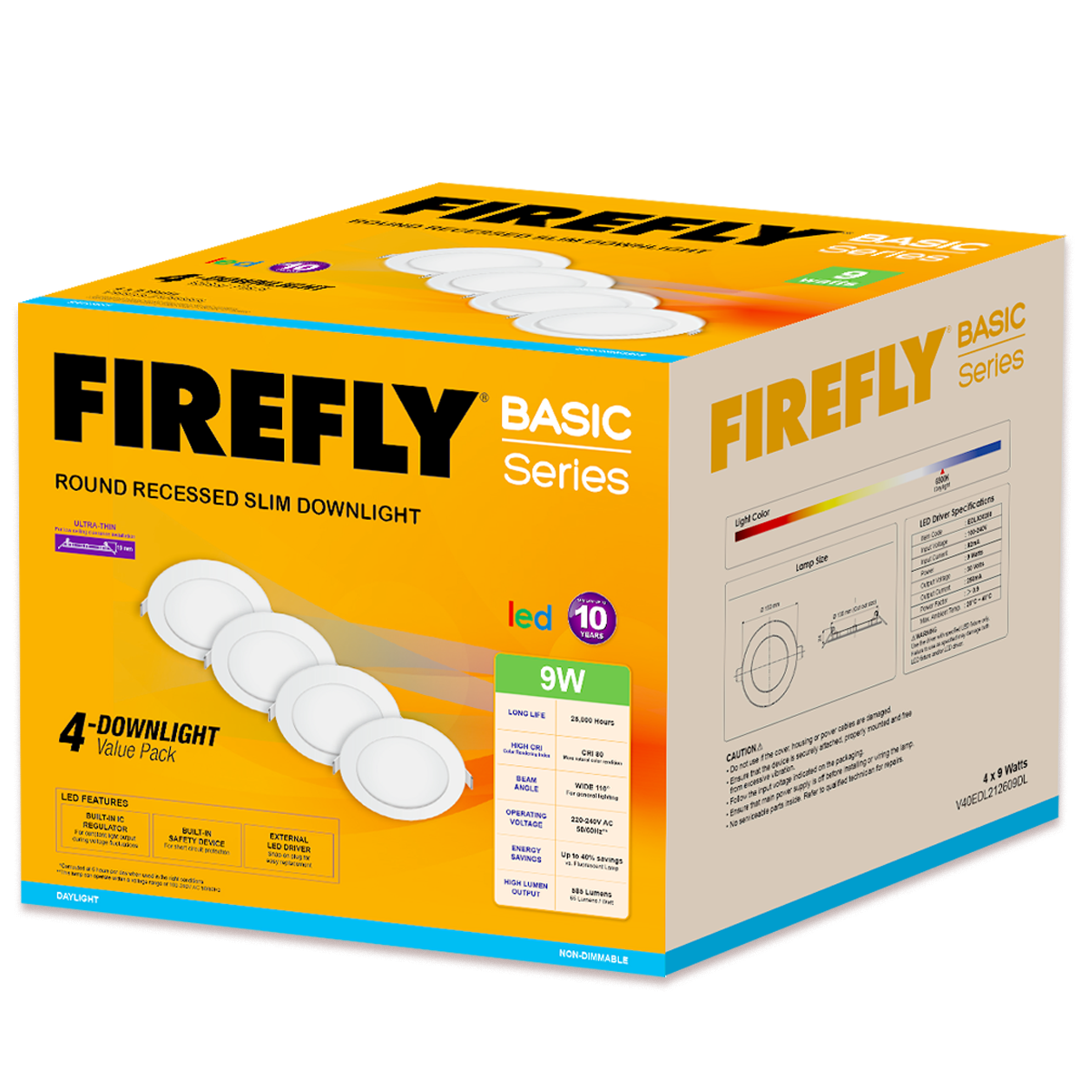 Firefly Basic Series 4-LED Round Recessed Slim Downlight Value Pack