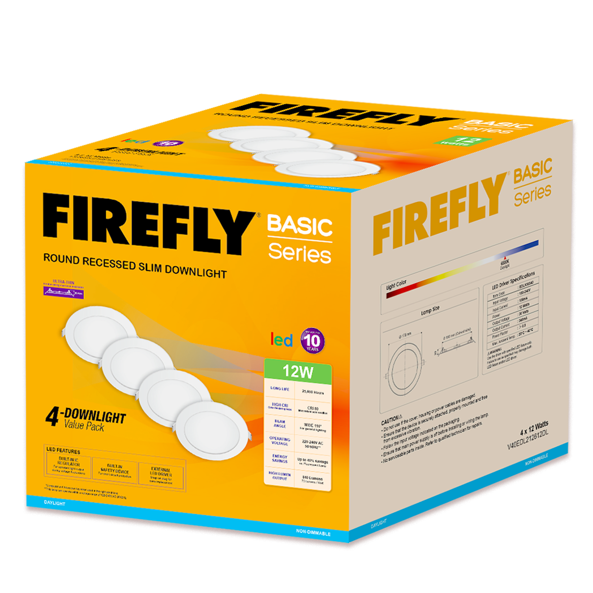 Firefly Basic Series 4-LED Round Recessed Slim Downlight Value Pack