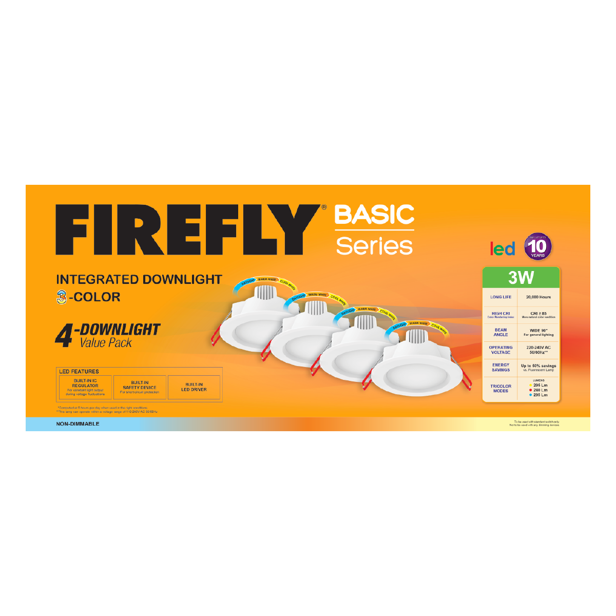 Firefly Basic Series 4-LED Integrated Downlight Value Pack