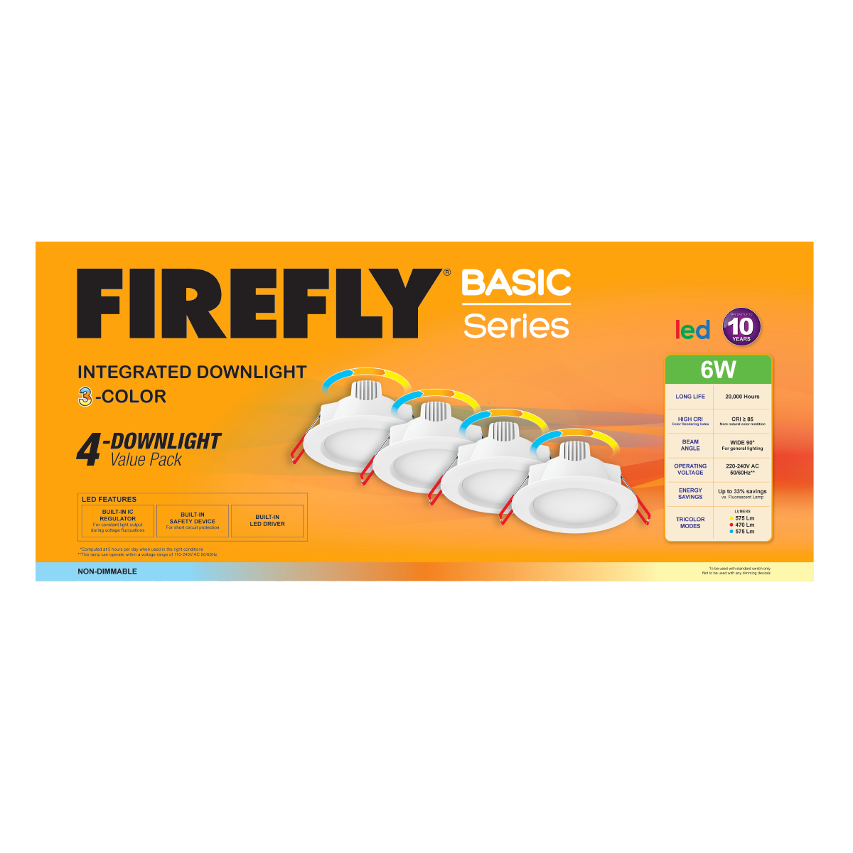 Firefly Basic Series 4-LED Integrated Downlight Value Pack