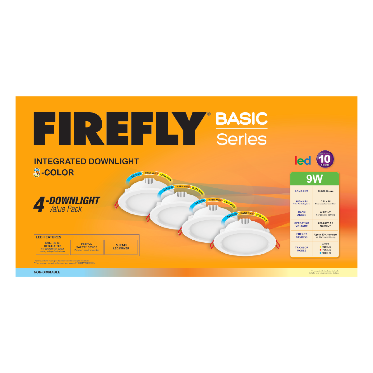 Firefly Basic Series 4-LED Integrated Downlight Value Pack