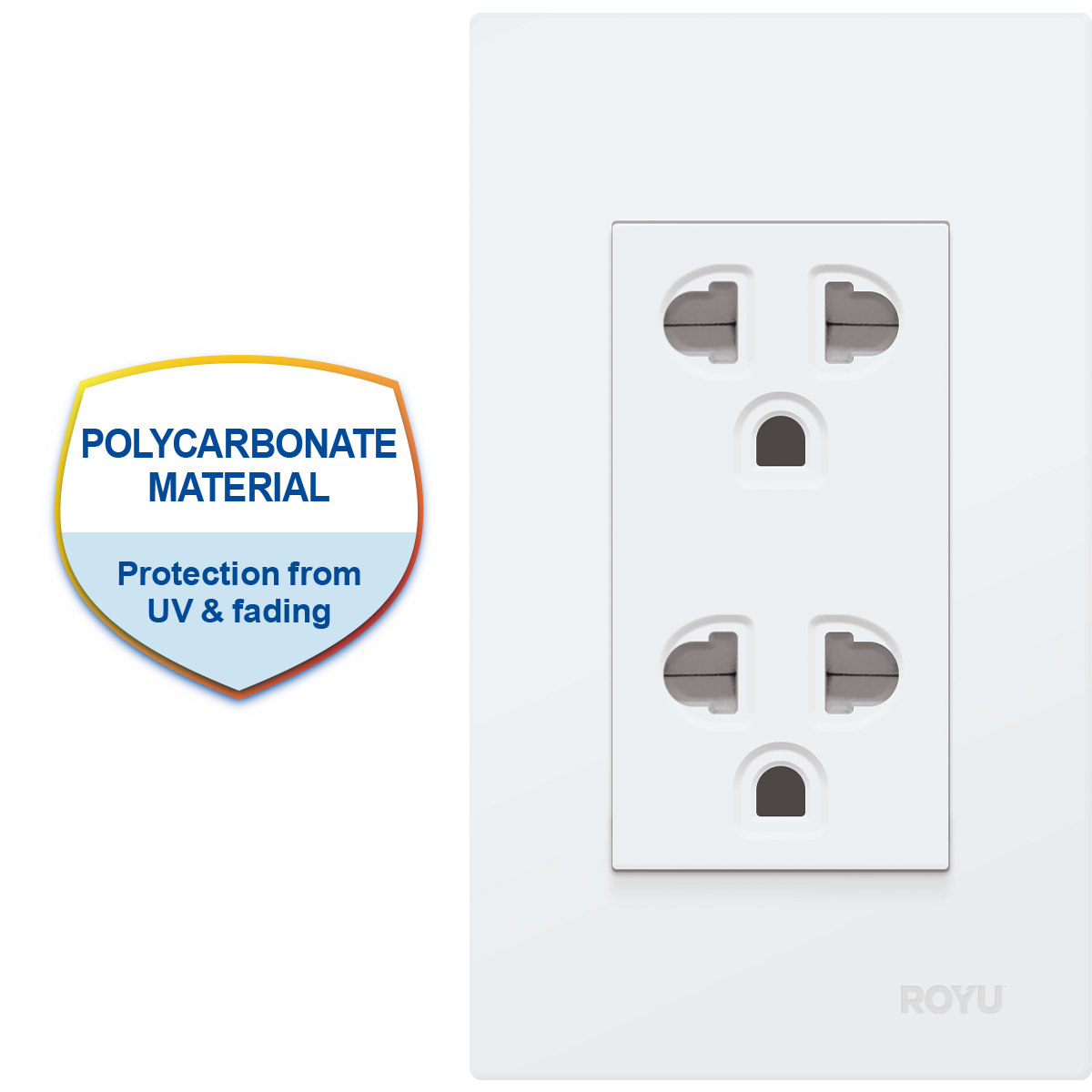ROYU Wide Duplex Universal Outlet with Ground and Shutter Set