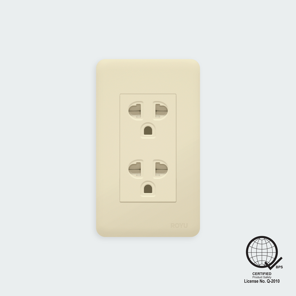 ROYU Classic Duplex Universal Outlet with Ground and Shutter Set