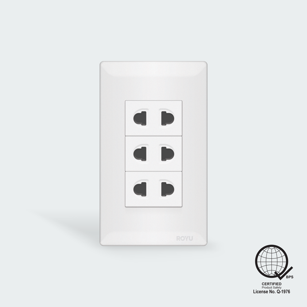 ROYU Super Wide 3 Gang Universal Outlet Set