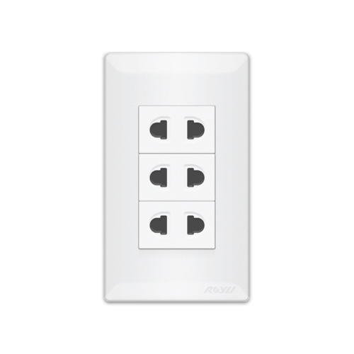 ROYU Super Wide 3 Gang Universal Outlet Set