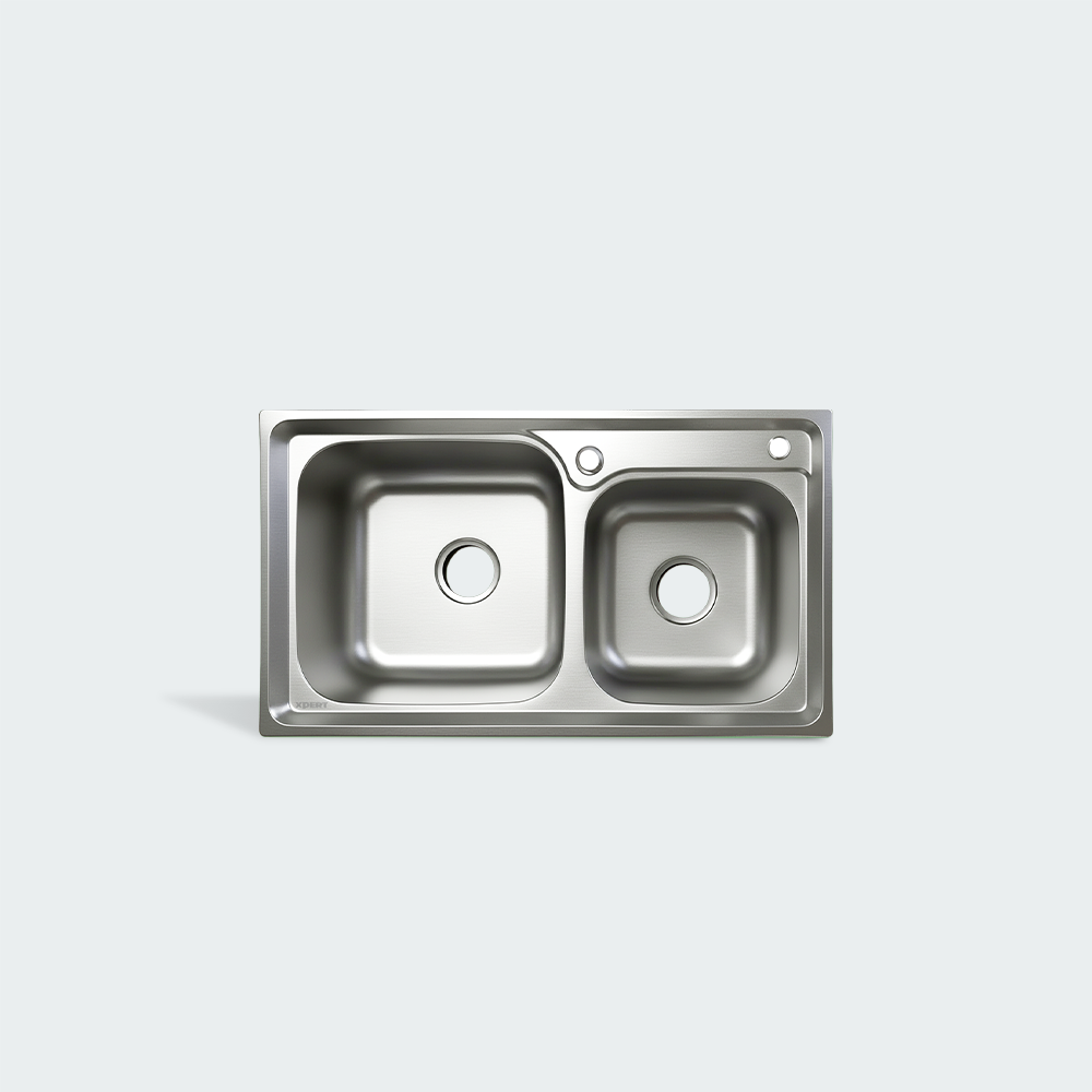 Xpert Kitchen Sink Double Bowl with Overflow, Strainer & P-Trap