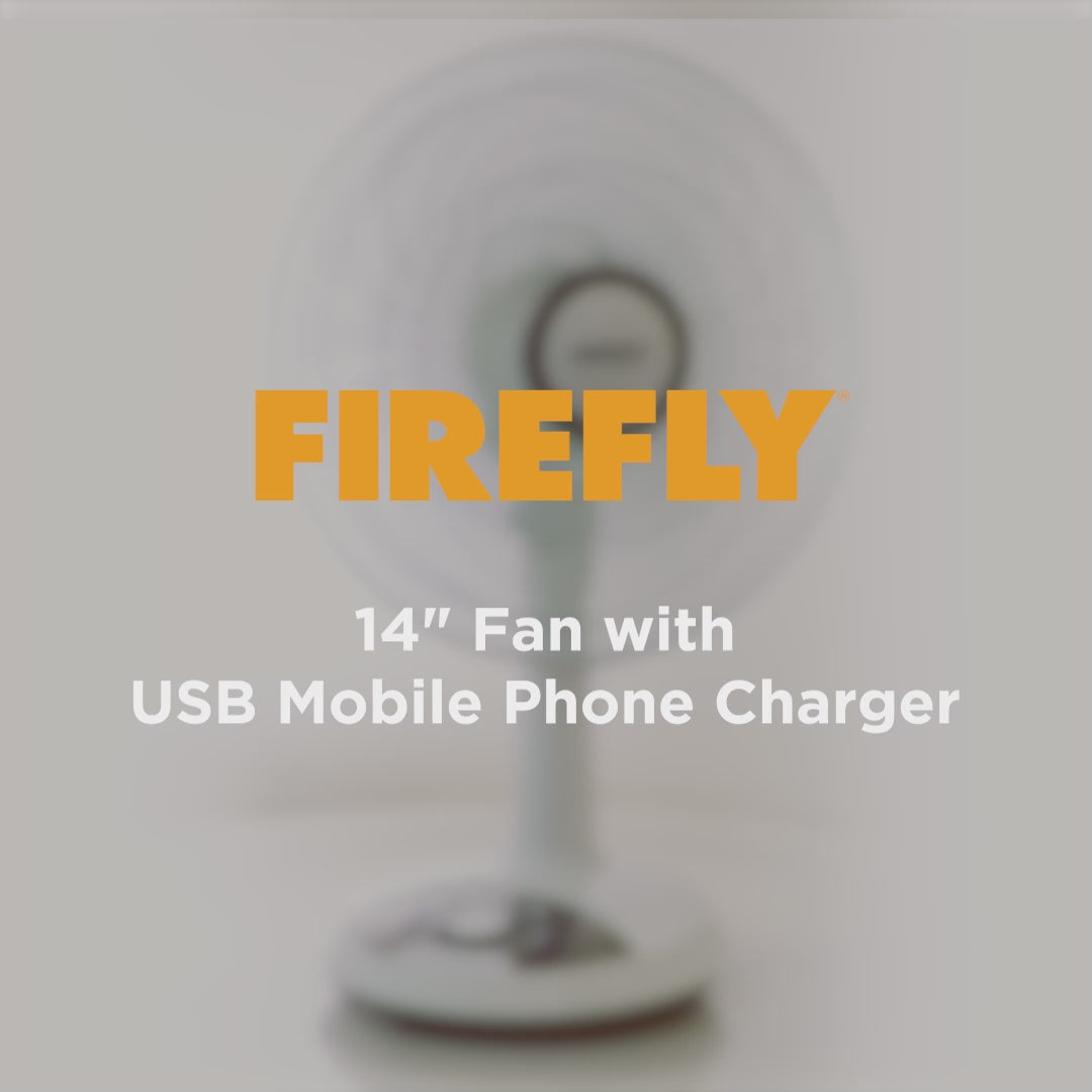 Load video: Firefly Rechargeable 14&quot; Fan with various modes selection