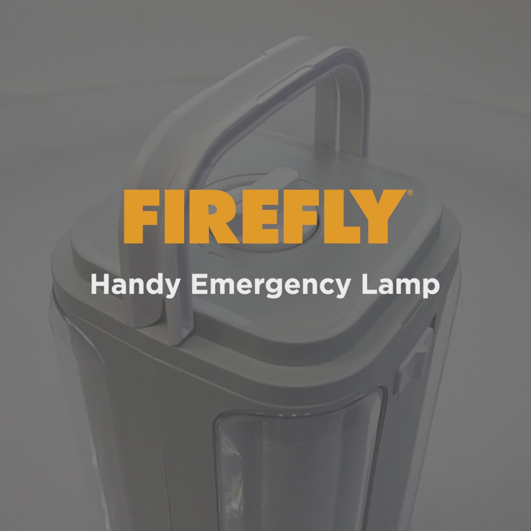 Load video: Firefly Rechargeable Handy Emergency Lamp with Dimmer Switch &amp; Handle