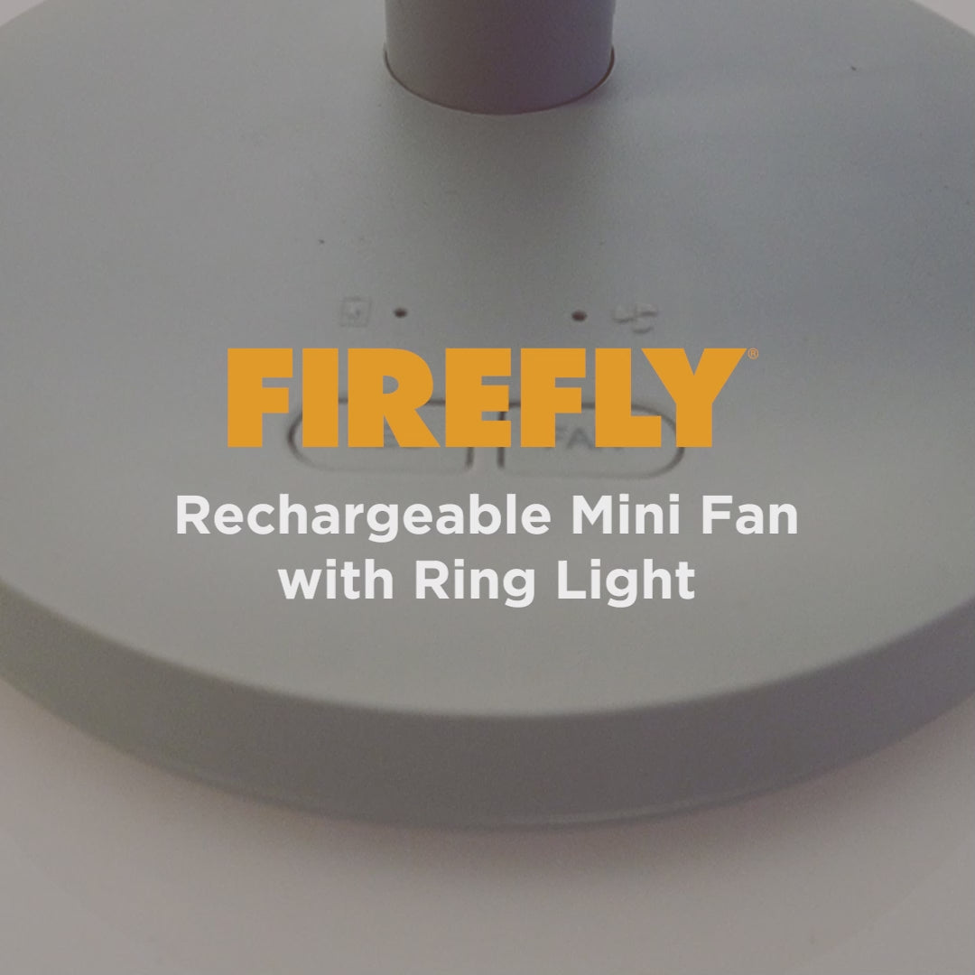 Load video: Firefly Rechargeable Mini Fan with Ring Light